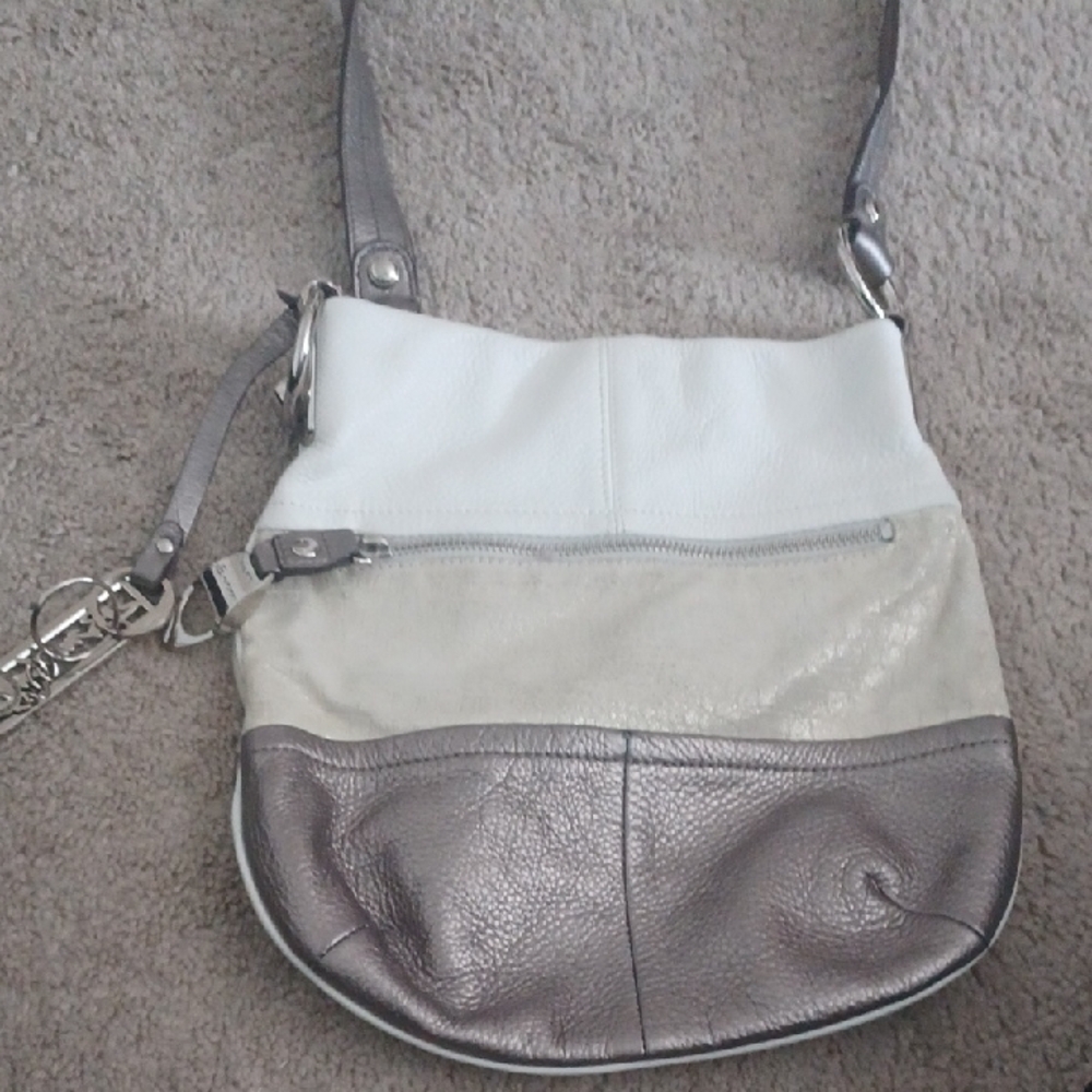 B. Makowsky Cream White Shoulder Bag Soft Leather